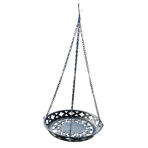 Black Metal Hanging Planter Basket with Decorative Chains Indoor Outdoor Rustic - Picture 4 of 6